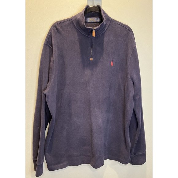 Polo Ralph Lauren Sweater Men's XL Large Pullover Ribbed 1/4 Zip Pony Logo - Picture 1 of 6